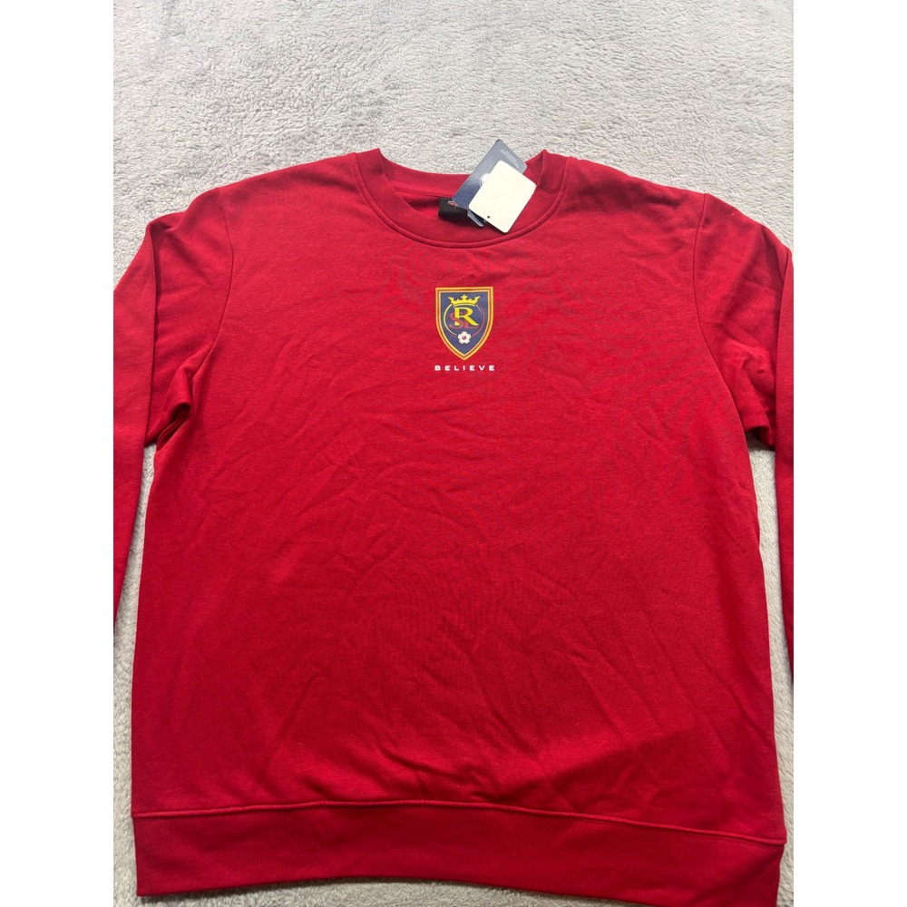 New Real Salt Lake MLS Red‎ Believe Graphic Crewneck Sweatshirt Mens Large